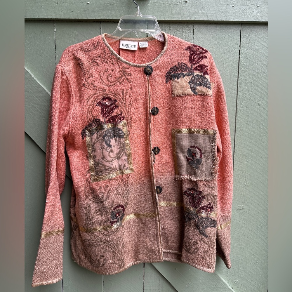 Timbuktu Vintage Cardigan with Floral Accents M